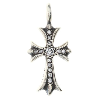 Chrome Hearts Tny Crsf P Dia Tiny Fat Cross Pave Diamond Pendant Silver