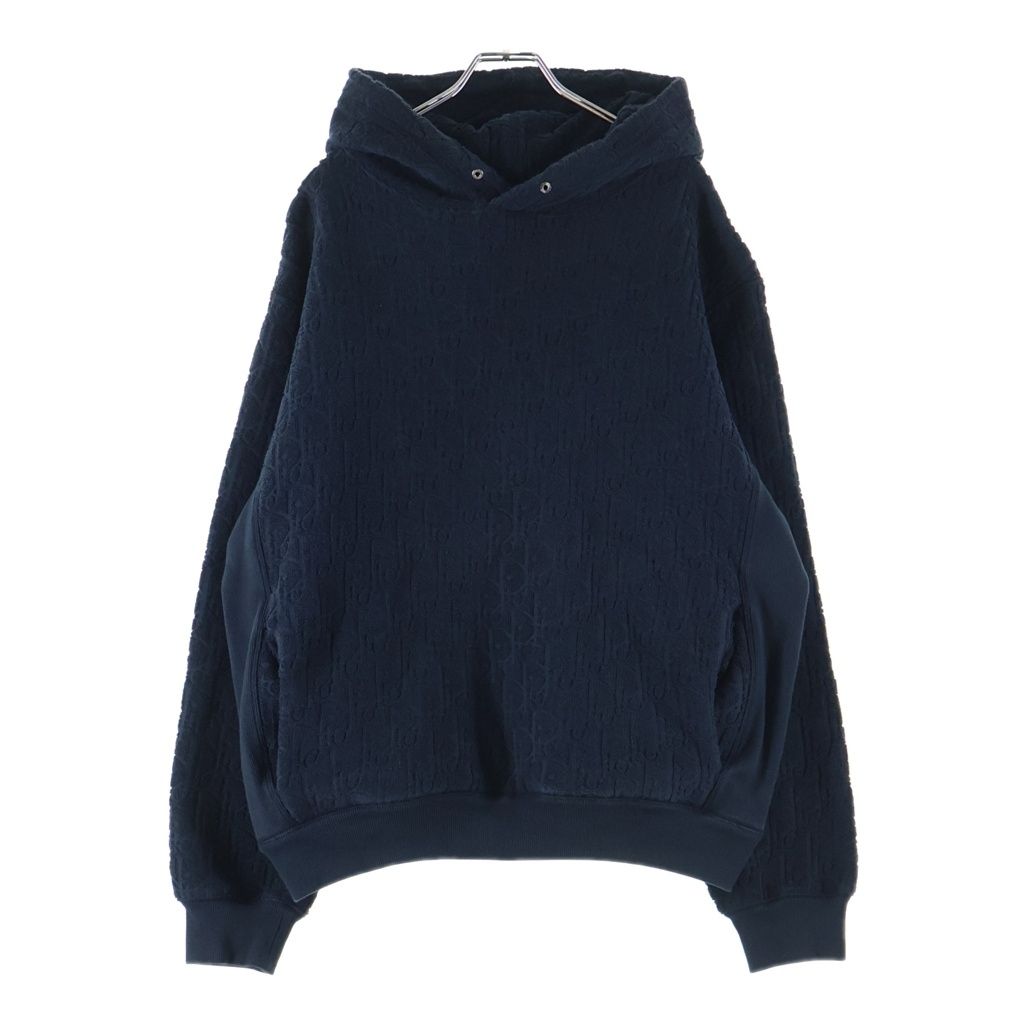 Dior All Over Pattern Oblique Jacquard Pullover Hoodie Sweatshirt Navy
