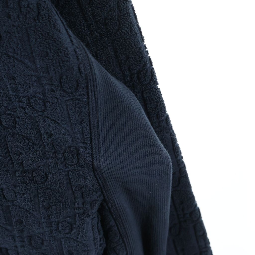 Dior All Over Pattern Oblique Jacquard Pullover Hoodie Sweatshirt Navy — view 6