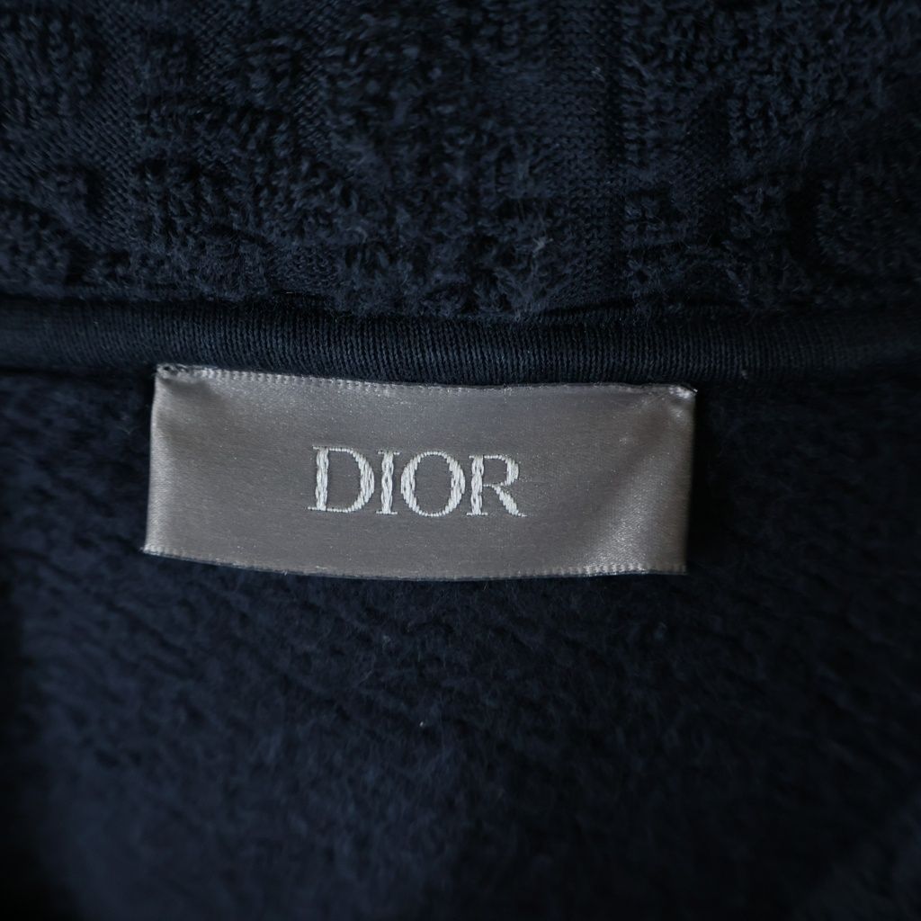 Dior All Over Pattern Oblique Jacquard Pullover Hoodie Sweatshirt Navy — view 7