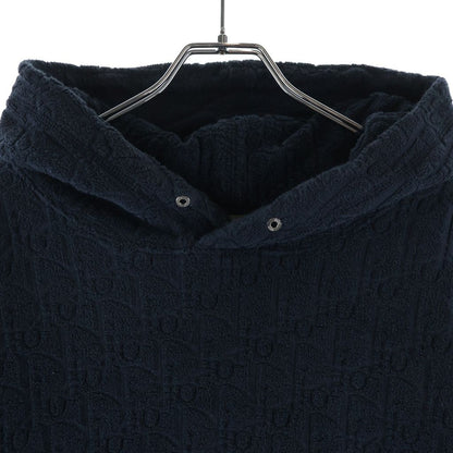Dior All Over Pattern Oblique Jacquard Pullover Hoodie Sweatshirt Navy — view 3