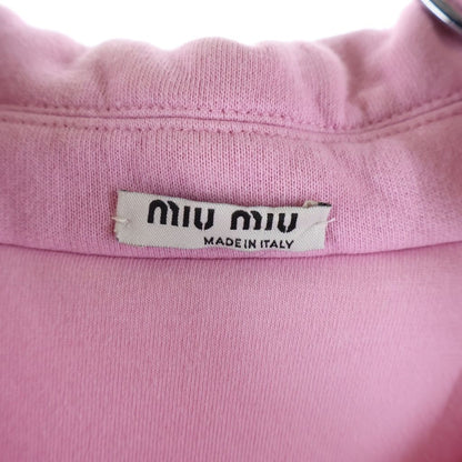 Miu Miu Logo Embroidery Cotton Sweatshirt Jacket Pink — view 6