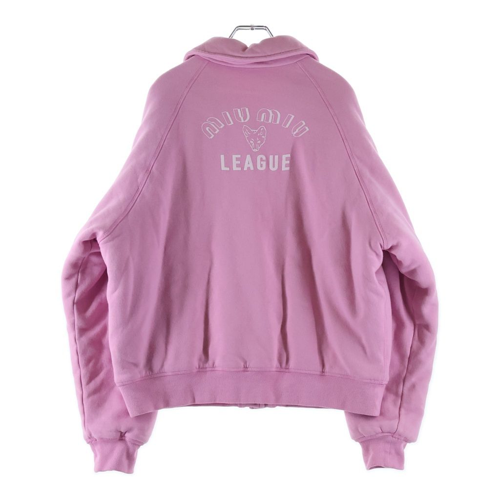 Miu Miu Logo Embroidery Cotton Sweatshirt Jacket Pink