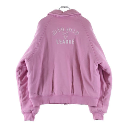Miu Miu Logo Embroidery Cotton Sweatshirt Jacket Pink