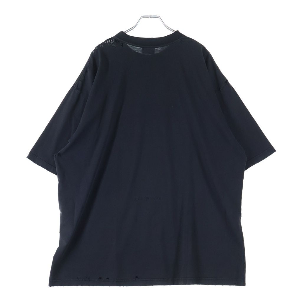 Balenciaga Paris Liberty Distressed Crew Neck Short Sleeve T-Shirt Black Tqvr — view 2