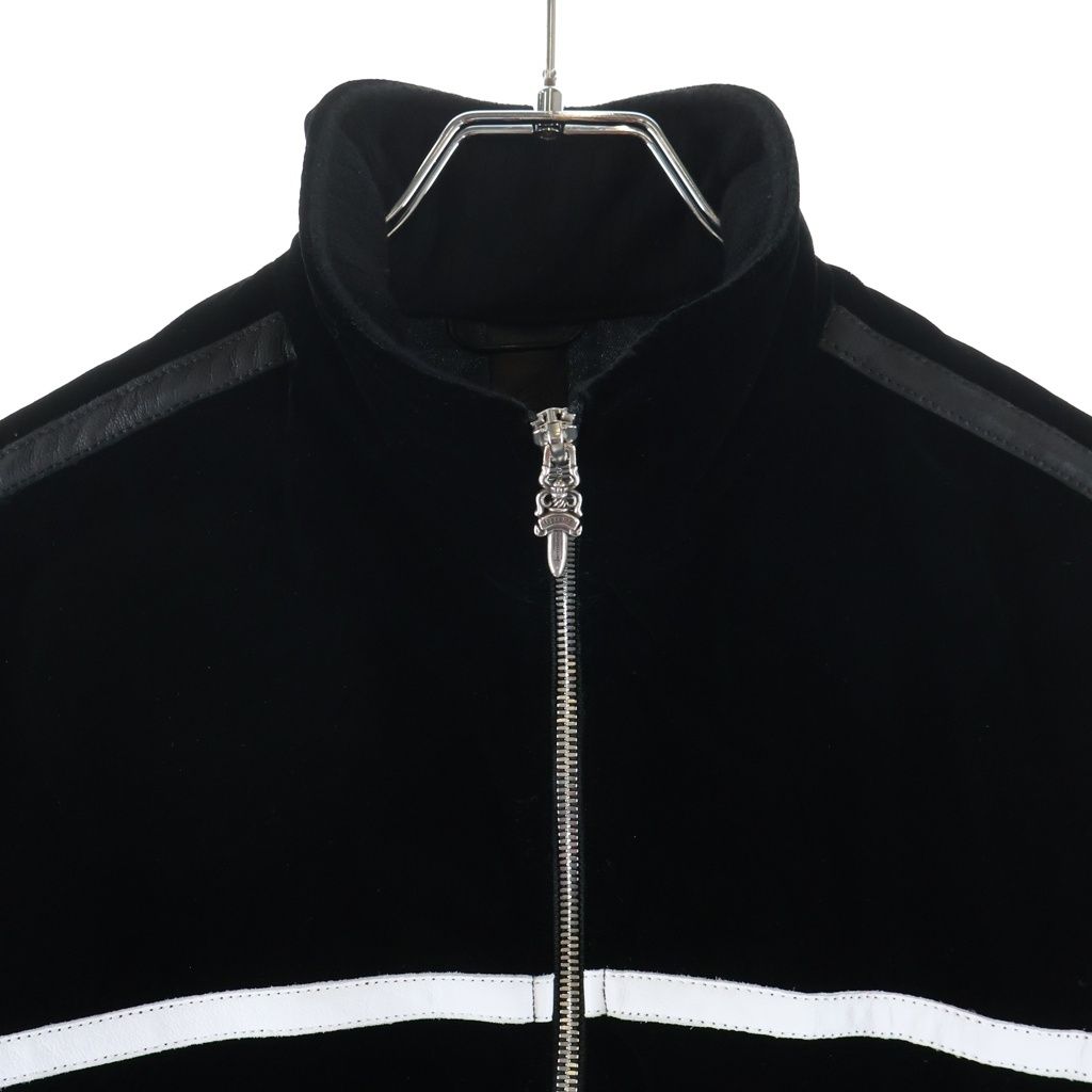Chrome Hearts Velvet Track Jacket Logo Embroidery Velour Navy — view 3
