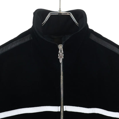 Chrome Hearts Velvet Track Jacket Logo Embroidery Velour Navy — view 3