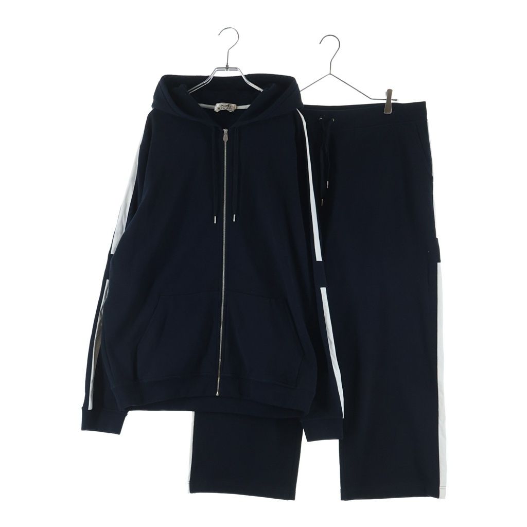 Hermes Set Side Line Zip Up Sweatshirt Hoodie Track Pants Navy