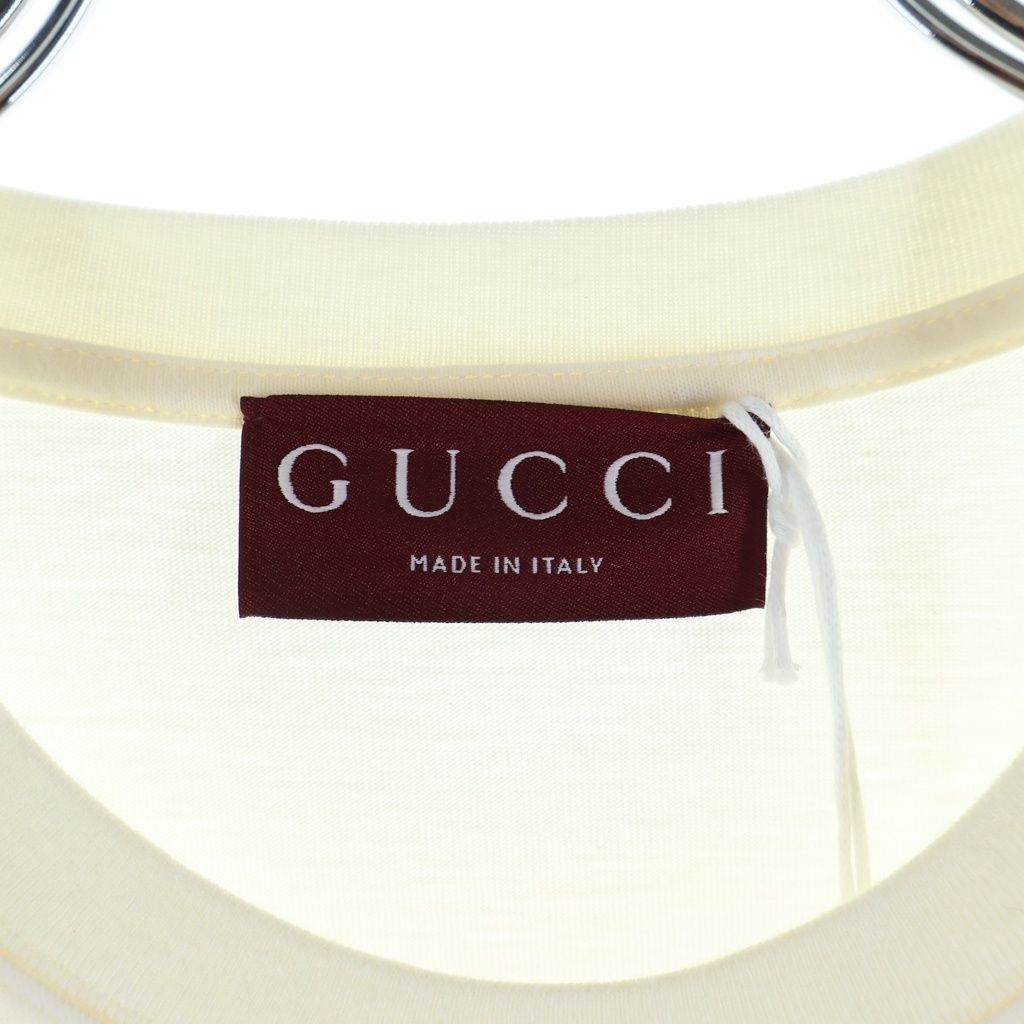 Gucci Horsebit Logo Embroidery Crew Neck Short Sleeve T-Shirt Ivory — view 5