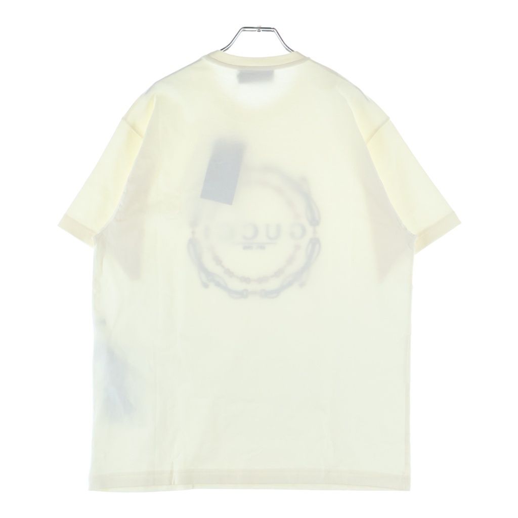 Gucci Horsebit Logo Embroidery Crew Neck Short Sleeve T-Shirt Ivory — view 2