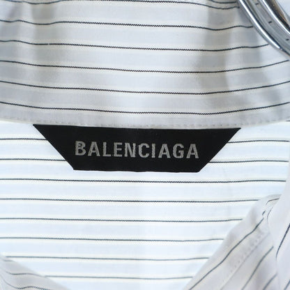 Balenciaga Oversized Shirt Back Logo Print Striped Pattern Long Sleeve Light — view 6
