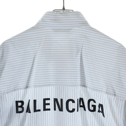 Balenciaga Oversized Shirt Back Logo Print Striped Pattern Long Sleeve Light — view 4