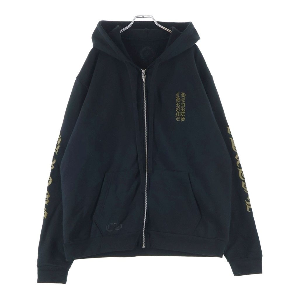 Chrome Hearts Sweatshirt Thrml HD Zip Sleeve Logo Print Zip Up Hoodie Black