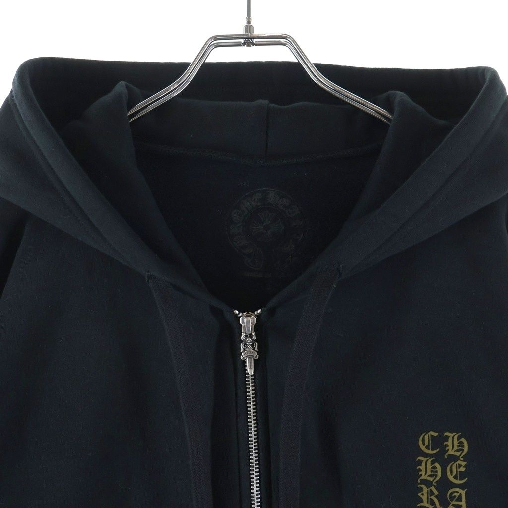 Chrome Hearts Sweatshirt Thrml HD Zip Sleeve Logo Print Zip Up Hoodie Black — view 3