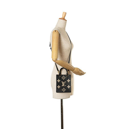 Louis Vuitton Monogram Empreinte Petite Sac Plat 2-Way Shoulder Bag Noir Beige — view 7