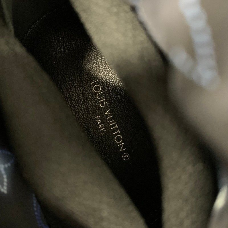 Louis Vuitton Pillow Line Monogram Boots Short Shoes Nylon Navy Brown Ankle — view 7
