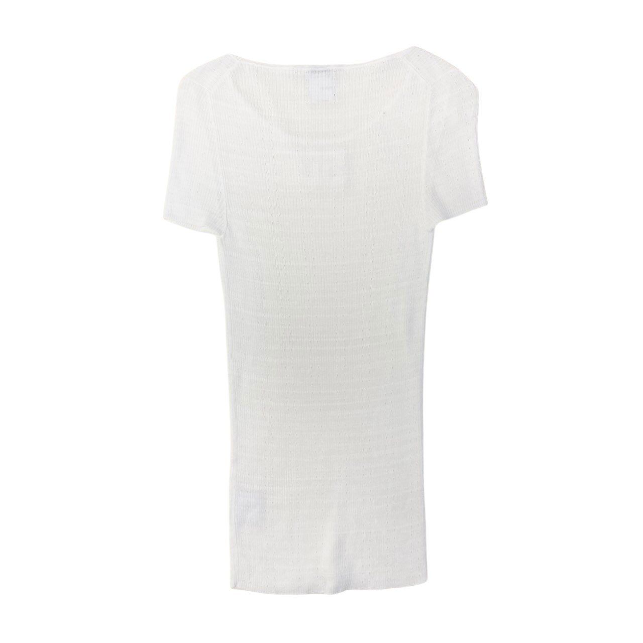 Chanel CC Logo Summer Knit Tunic Length 40 White Sweater — view 3