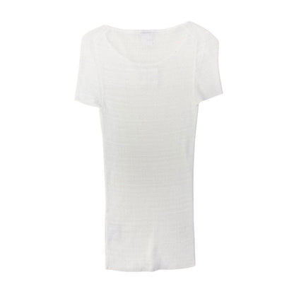 Chanel CC Logo Summer Knit Tunic Length 40 White Sweater — view 3