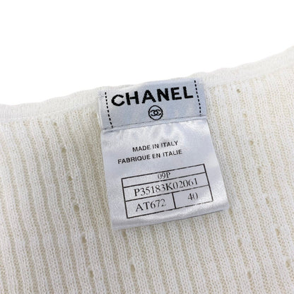 Chanel CC Logo Summer Knit Tunic Length 40 White Sweater — view 7