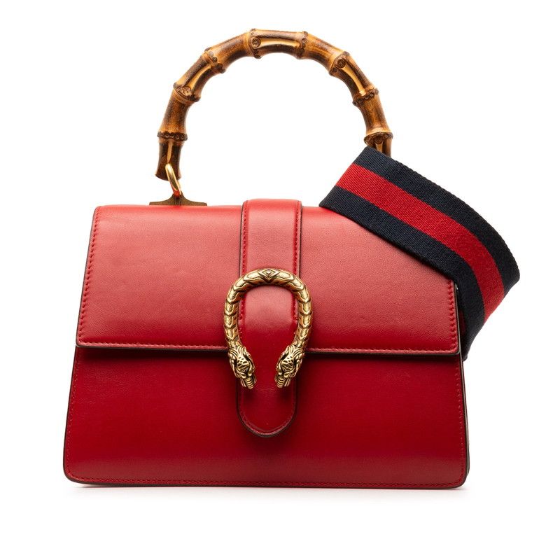 Gucci Dionysus Bamboo 2-Way Shoulder Bag Red Leather