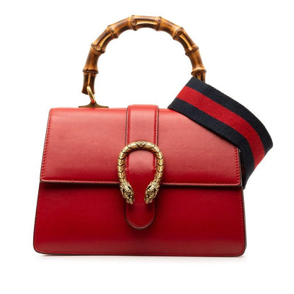 Gucci Dionysus Bamboo 2-Way Shoulder Bag Red Leather