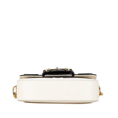 Gucci Adidas Horsebit Crossbody Shoulder Bag White Black Leather — view 4