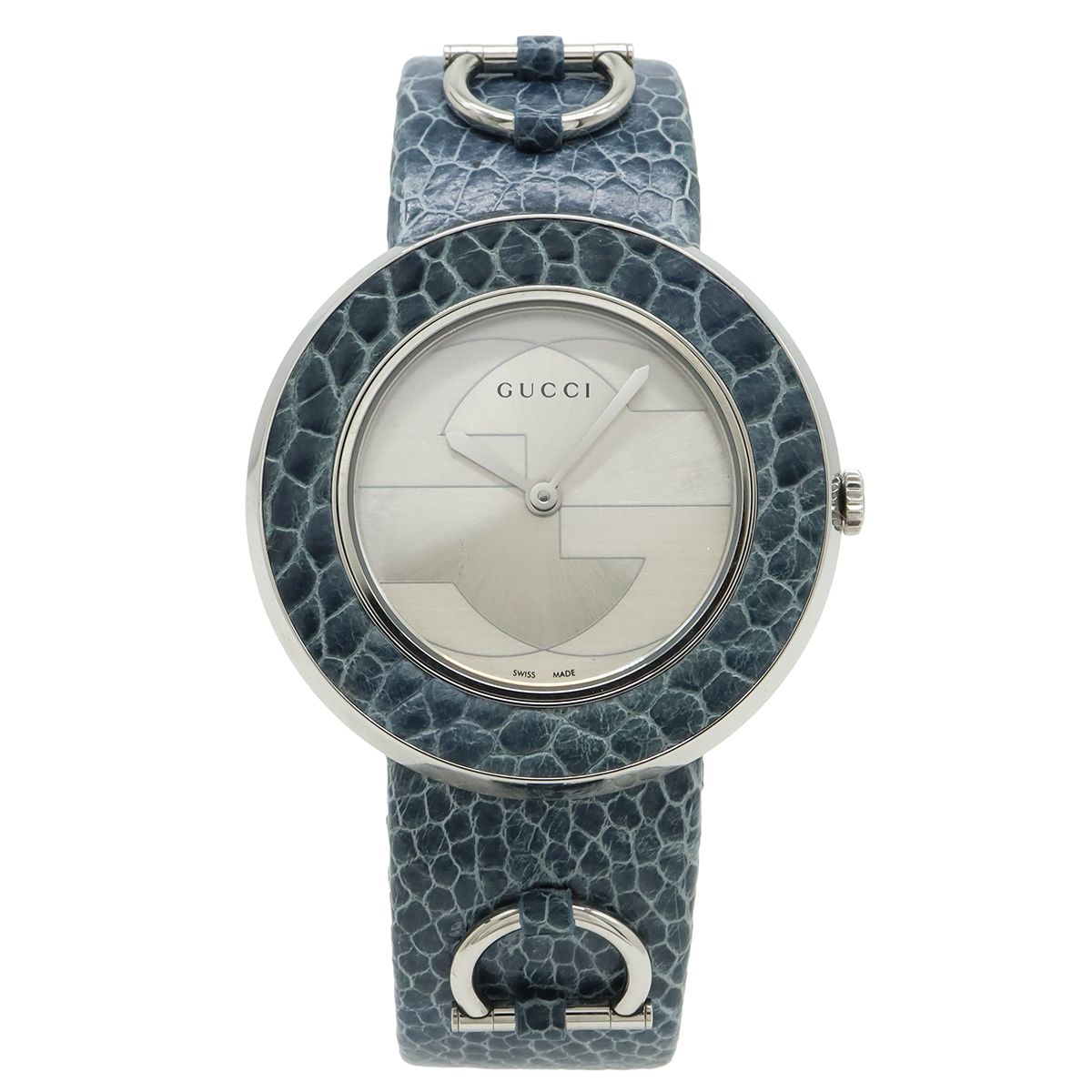 Gucci U-play Silver Dial SS Leather Quartz Watch 129.4