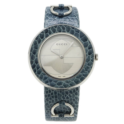 Gucci U-play Silver Dial SS Leather Quartz Watch 129.4