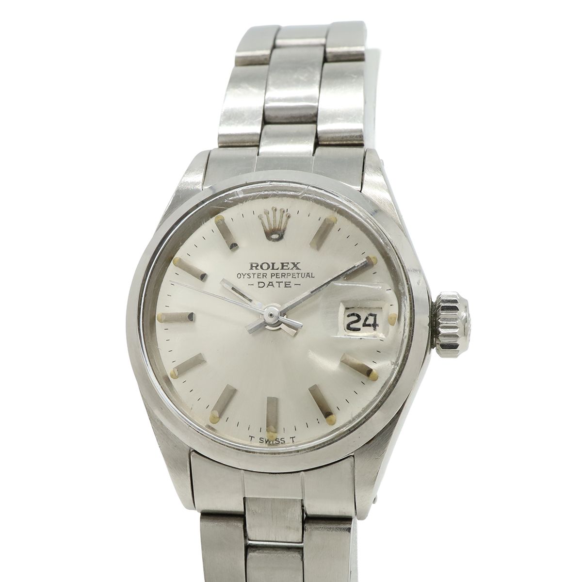 Rolex Oyster Perpetual Date Silver Dial Antique SS Automatic Watch No 28 — view 4