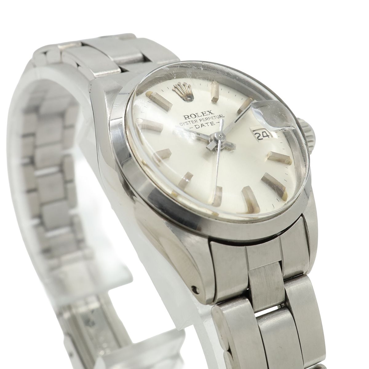 Rolex Oyster Perpetual Date Silver Dial Antique SS Automatic Watch No 28 — view 5