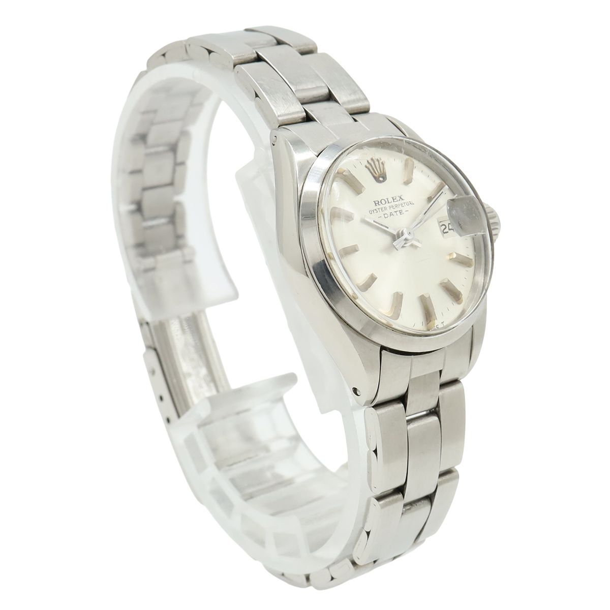 Rolex Oyster Perpetual Date Silver Dial Antique SS Automatic Watch No 28 — view 3