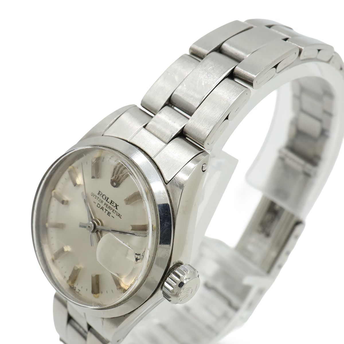 Rolex Oyster Perpetual Date Silver Dial Antique SS Automatic Watch No 28 — view 6