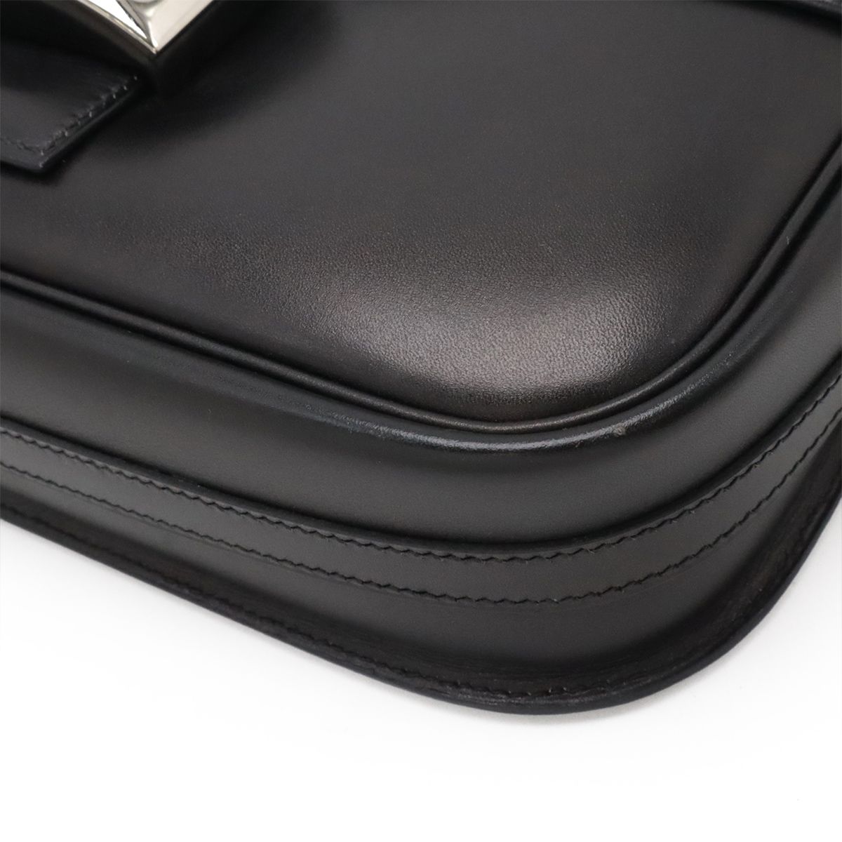 Hermes Martine Shoulder Bag Flap Box Calf Leather Black Silver — view 3