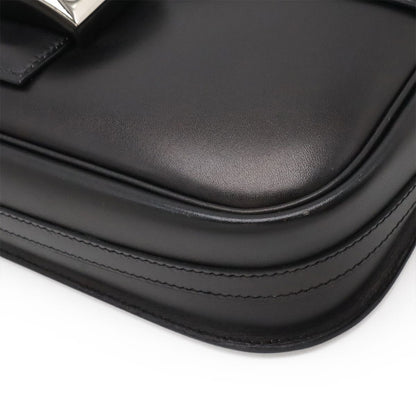 Hermes Martine Shoulder Bag Flap Box Calf Leather Black Silver — view 3
