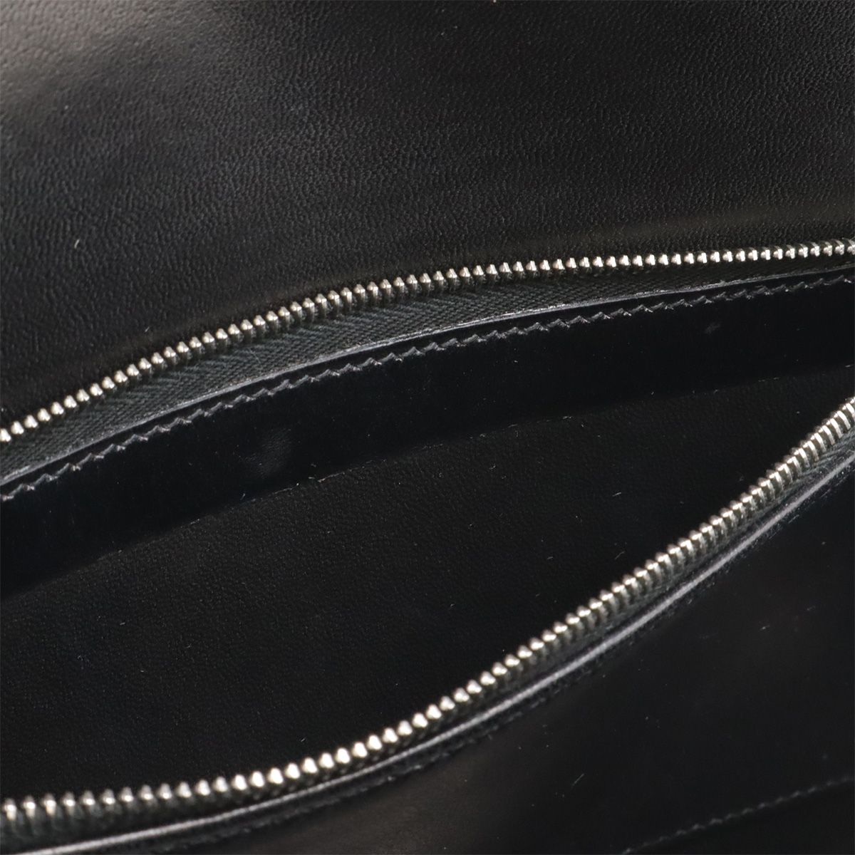 Hermes Martine Shoulder Bag Flap Box Calf Leather Black Silver — view 9