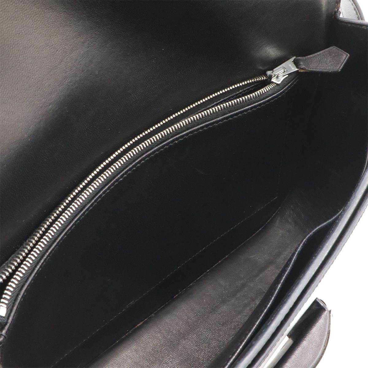 Hermes Martine Shoulder Bag Flap Box Calf Leather Black Silver — view 6