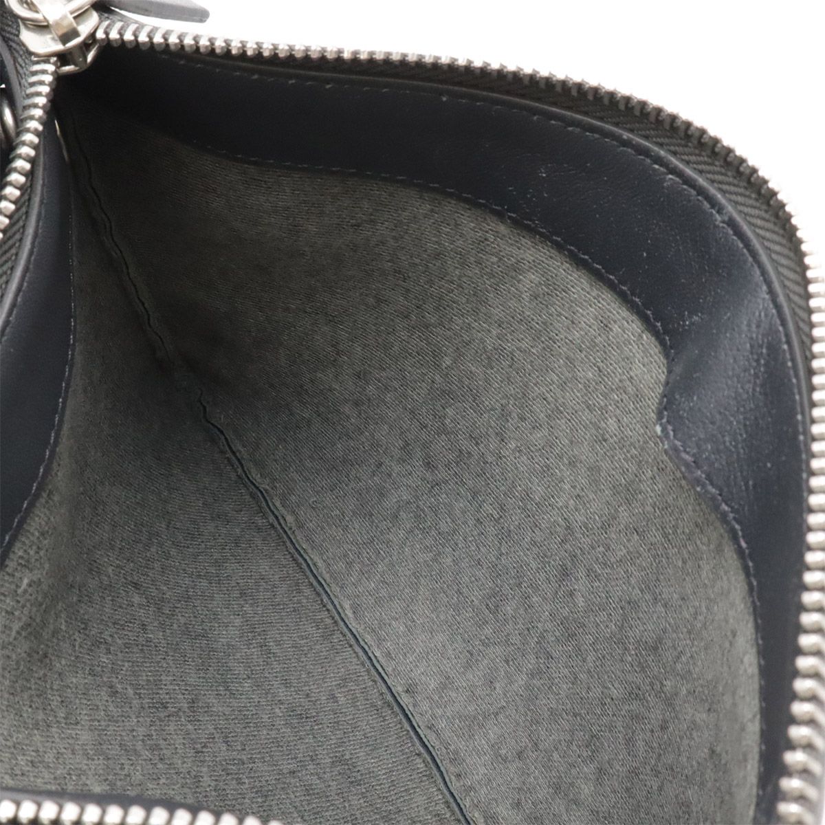 Celine Trio Small Shoulder Bag Pochette Pouch Leather Charcoal Gray Silver — view 8
