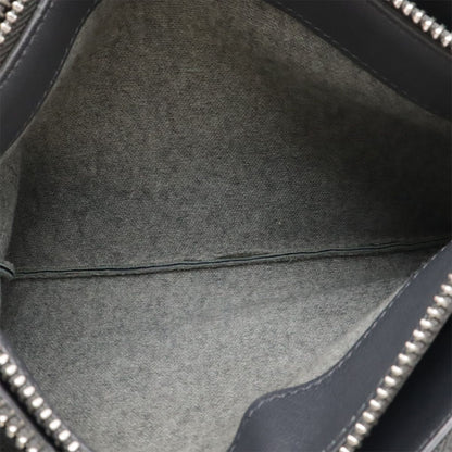 Celine Trio Small Shoulder Bag Pochette Pouch Leather Charcoal Gray Silver — view 9