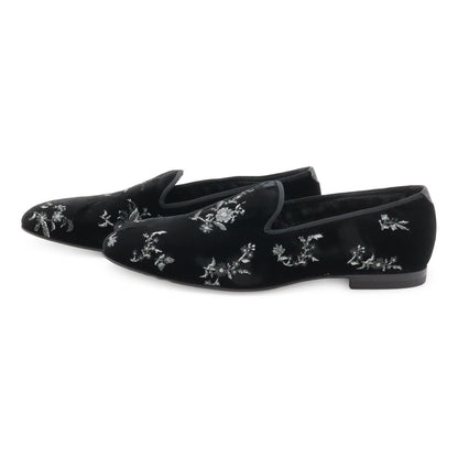 Dior Homme Slip on Flower Embroidery Velvet Black 44 Slipper — view 2