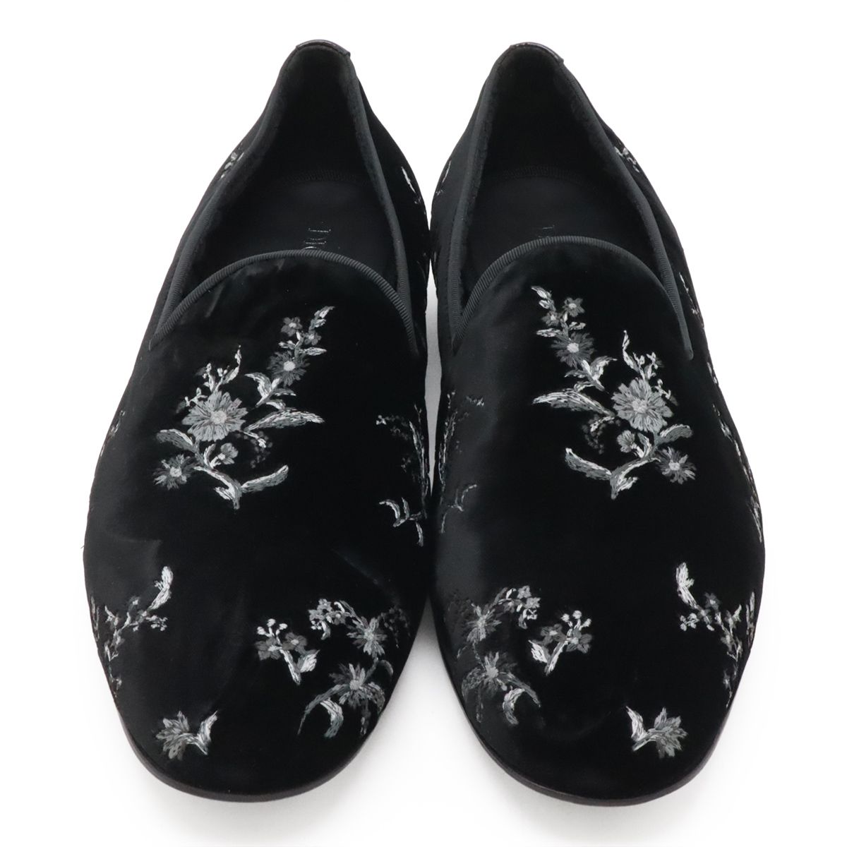 Dior Homme Slip on Flower Embroidery Velvet Black 44 Slipper — view 4