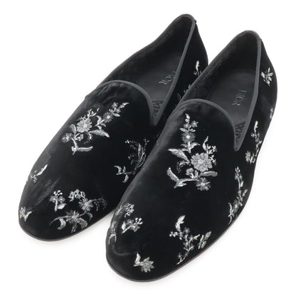 Dior Homme Slip on Flower Embroidery Velvet Black 44 Slipper