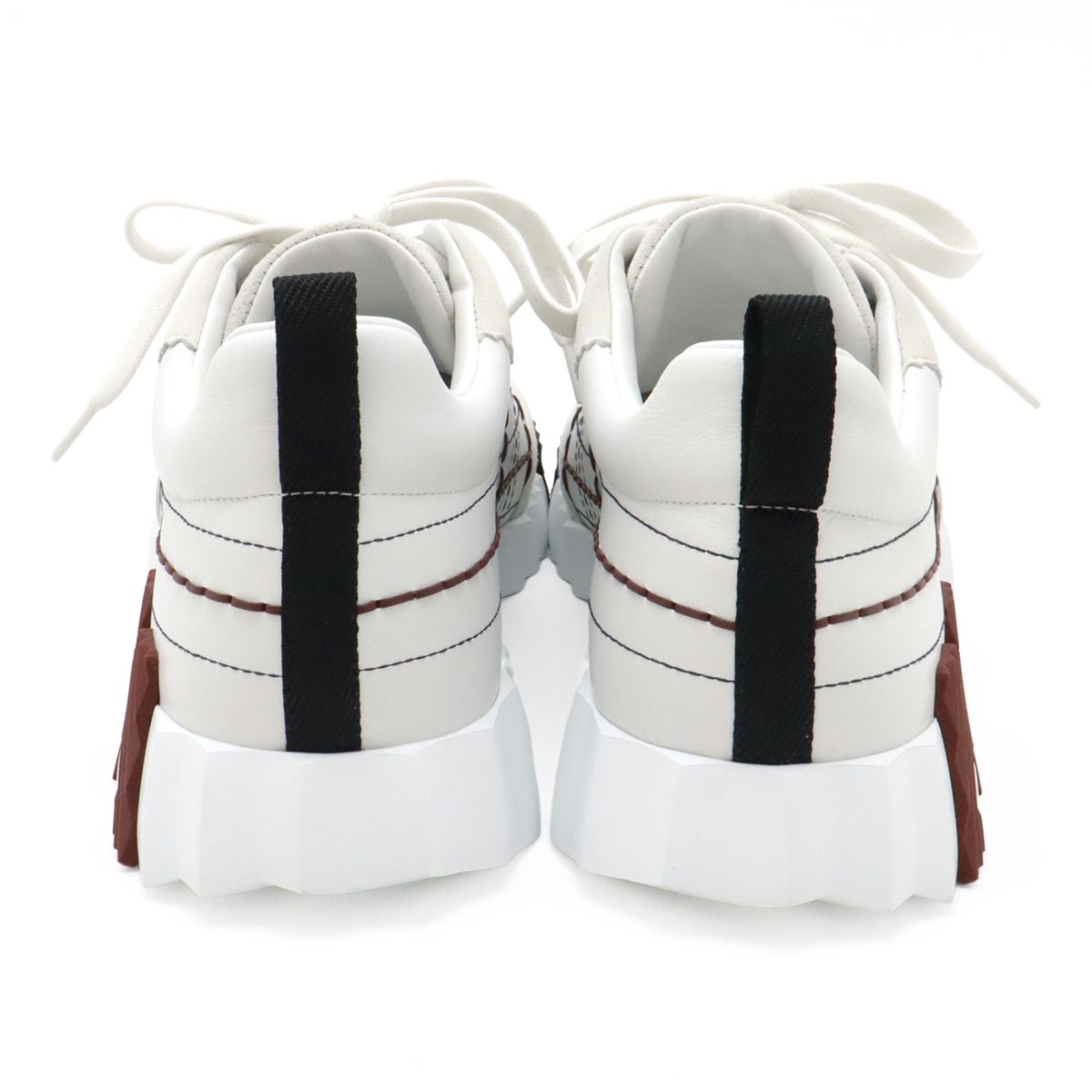 Hermes Bouncing Sneakers Logo Tartan Motif Leather White — view 3