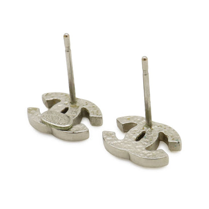 Chanel CC Logo Earrings Rhinestone Metal Silver — view 5
