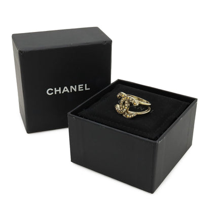 Chanel CC Logo Rhinestone Ring Gold Plated Orange — view 8