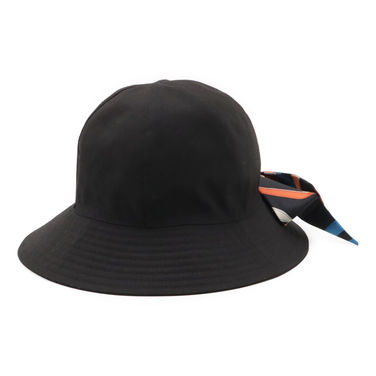 Hermes Hat Twill with Scarf 52% Polyester 28% Rayon 20% Polyurethane Black 56