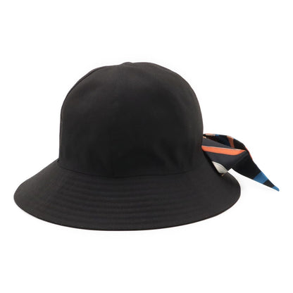 Hermes Hat Twill with Scarf 52% Polyester 28% Rayon 20% Polyurethane Black 56