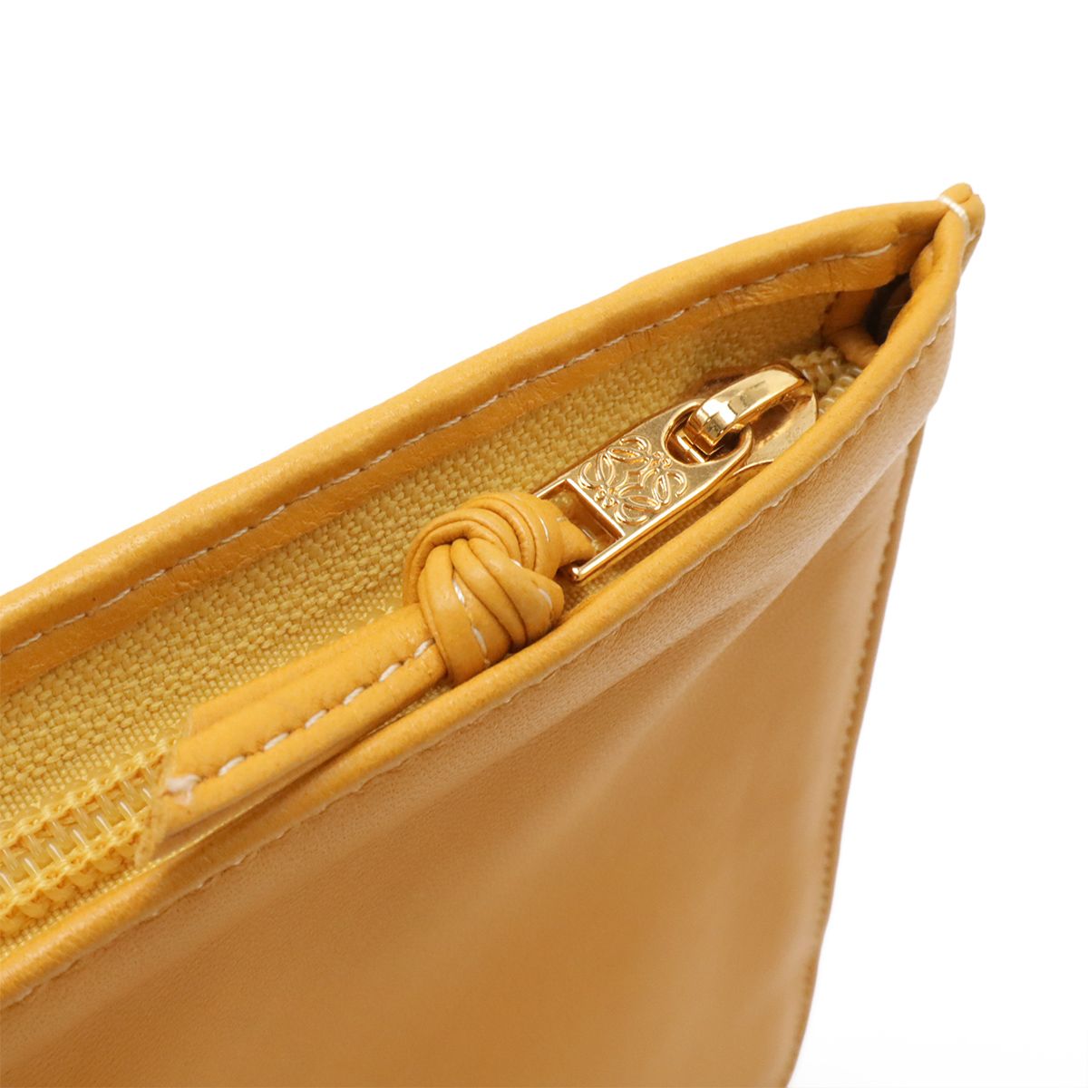 Loewe Anagram Pouch Makeup Clutch Striped Mesh Leather Master Gold — view 4