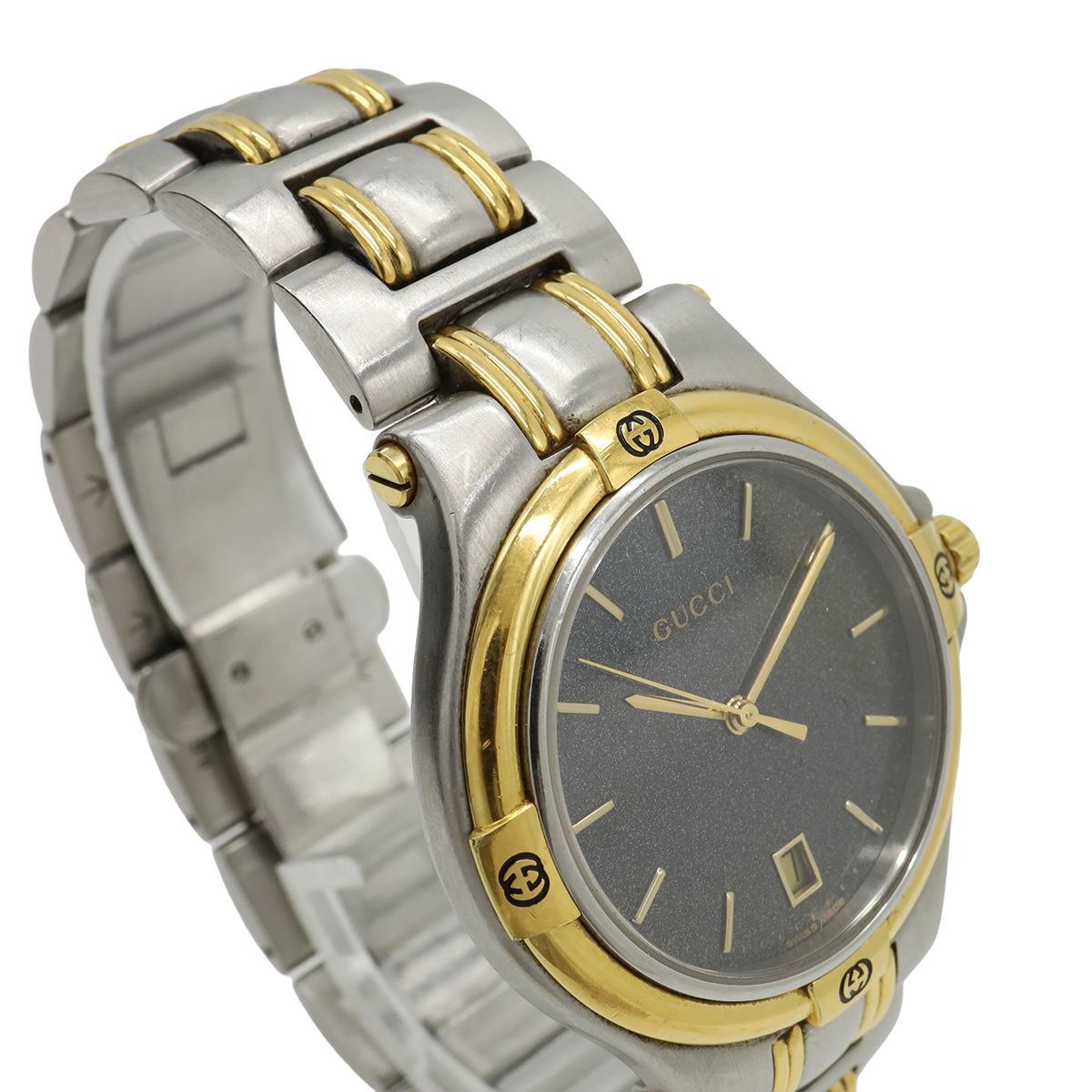 Gucci Black Dial Date SS Quartz Watch — view 6