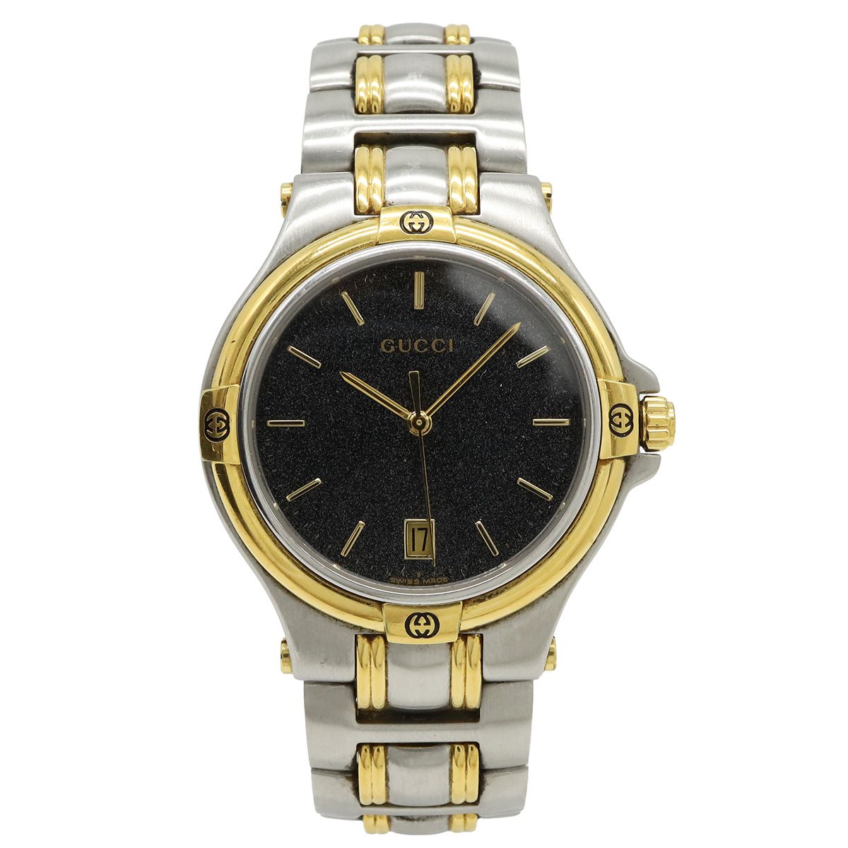 Gucci Black Dial Date SS Quartz Watch