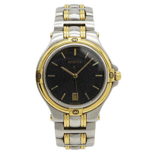 Gucci Black Dial Date SS Quartz Watch